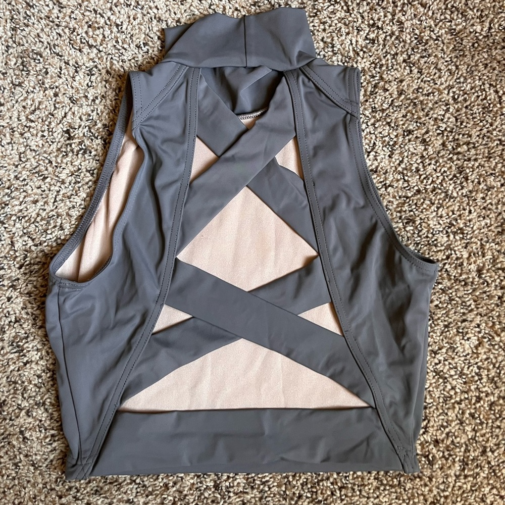 Balera Crop Top Girls Tank for Dance Sleeveless Mock Neck Midi Sports Bra